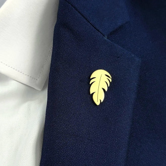 Значок из стали BROCHE брошь бижутерия Перо золотистый BRGV115240